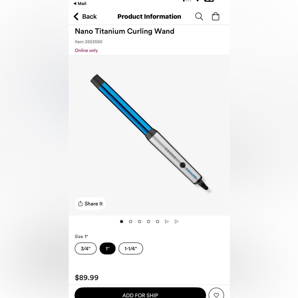 Nano Titanium Curling Wand 1 inch